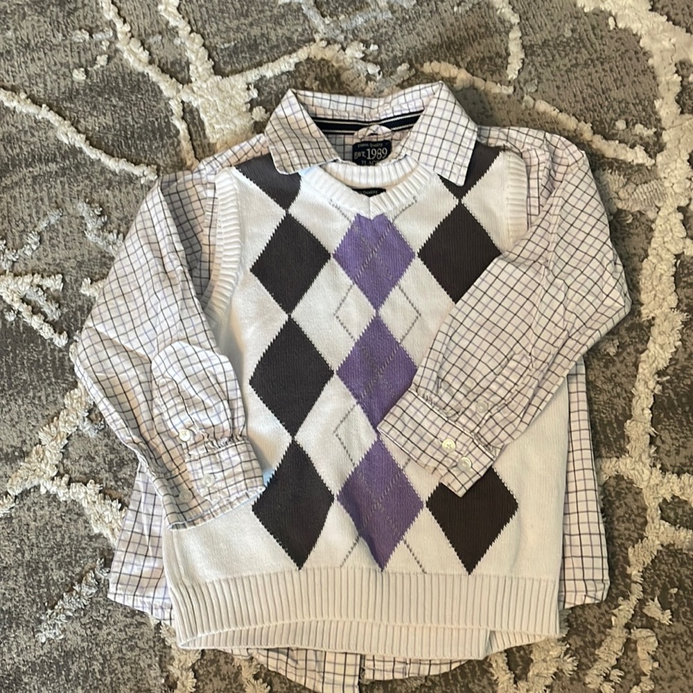 Boys sweater vest with matching button down